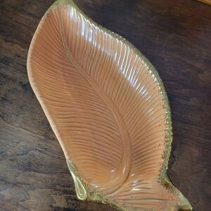 Vintage Pottery Maurice of California L40 Peach and Gold Dish